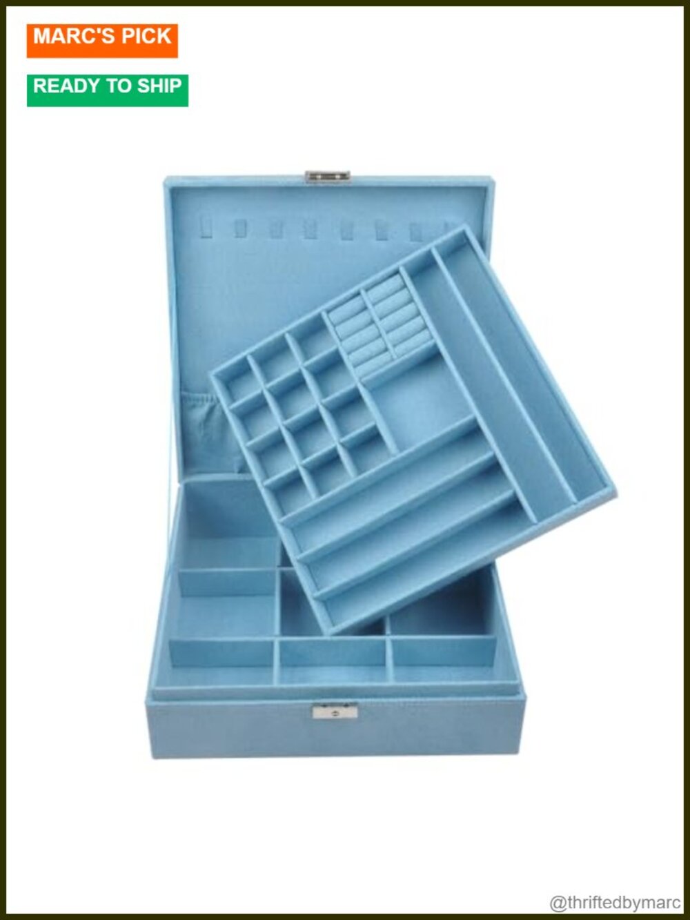 Velvet Jewelry Box 2-Layer Lockable Organizer with Handle Necklace Ring Earring